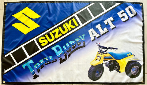 SUZUKI ALT 50 TRAIL BUDDY TRIKE 3x5ft FLAG BANNER MAN CAVE GARAGE