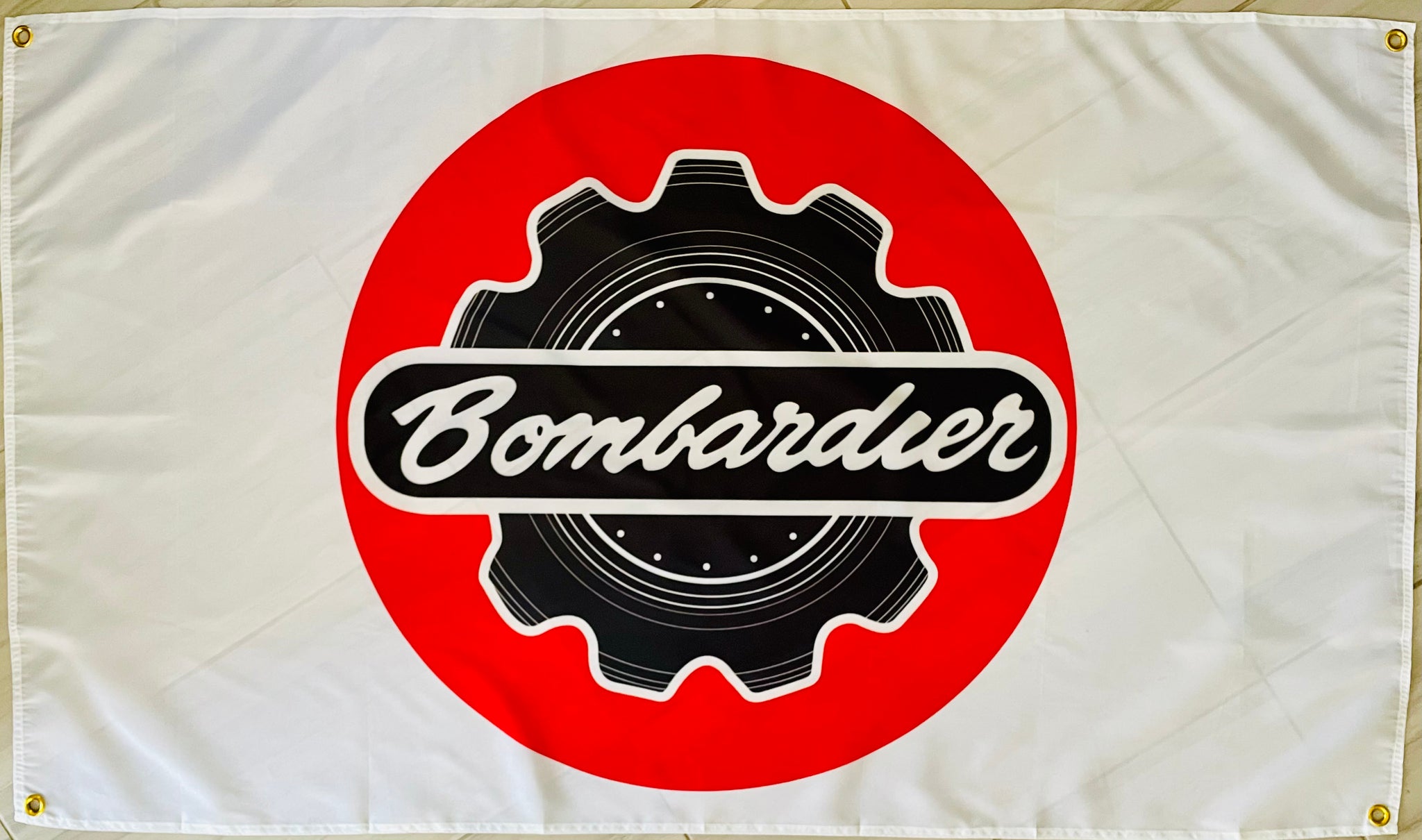 BOMBARDIER SNOWMOBILES 3x5ft FLAG BANNER MAN CAVE GARAGE