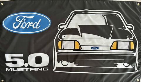 FORD MUSTANG 5.0 3X5FT CARS FLAG BANNER MAN CAVE GARAGE