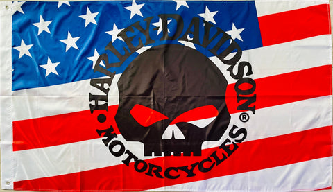 HARLEY-DAVIDSON SKULL USA 3X5FT FLAG BANNER MAN CAVE GARAGE