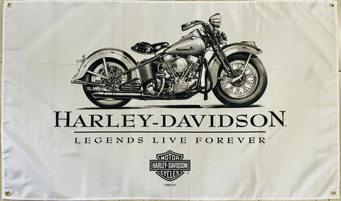 HARLEY-DAVIDSON WHITE 3X5FT FLAG BANNER MAN CAVE GARAGE