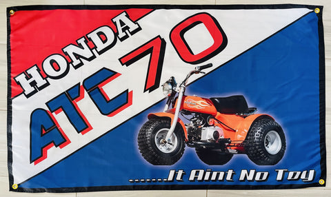 HONDA ATC 70 ORANGE 3x5ft FLAG BANNER MAN CAVE GARAGE