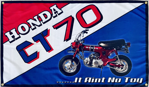 HONDA CT 70 RED MOTO 3x5ft FLAG BANNER MAN CAVE GARAGE