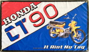 HONDA CT90 YELLOW 3X5FT FLAG BANNER MAN CAVE GARAGE