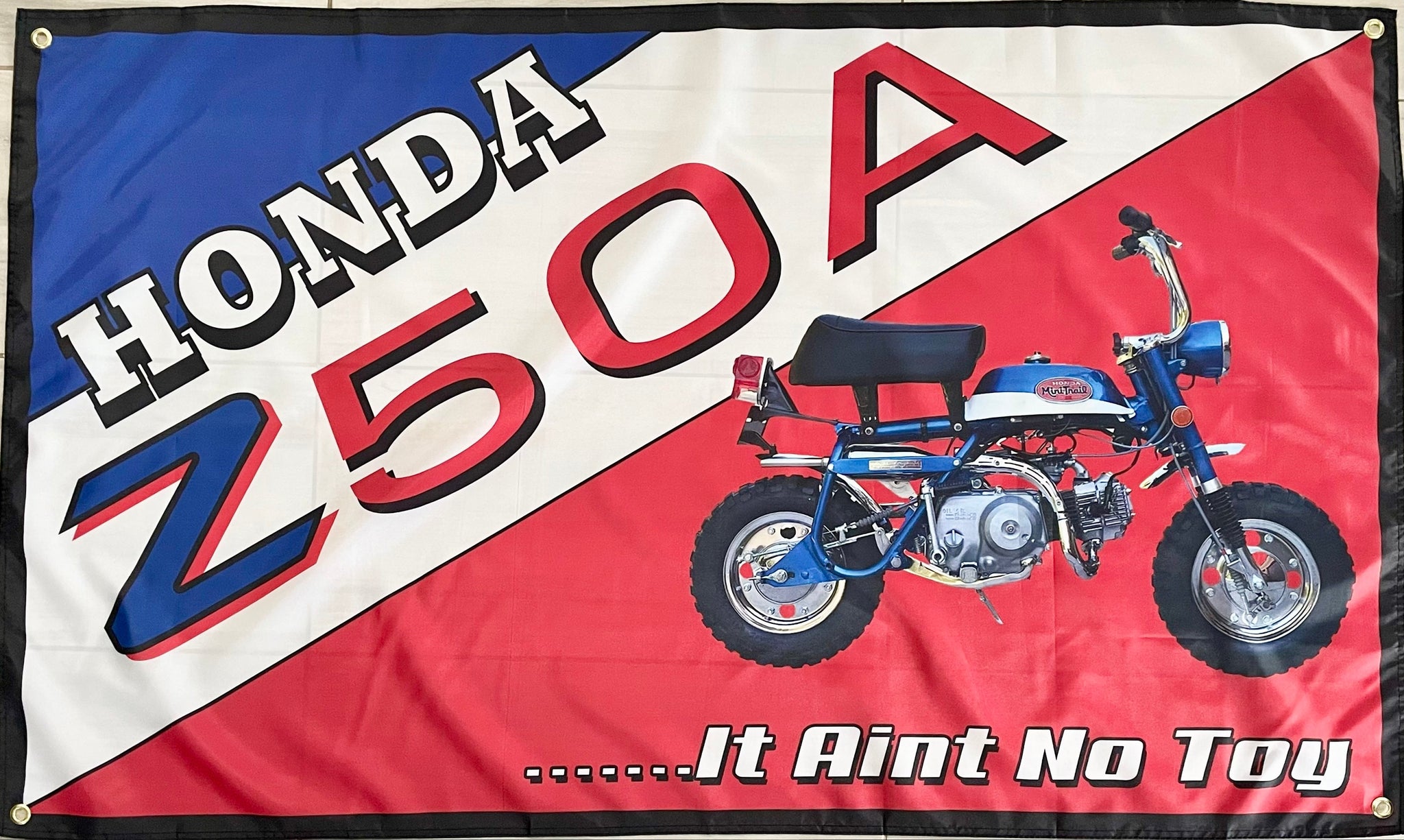 HONDA Z50A BLUE MINI-TRAIL 3X5FT FLAG BANNER MAN CAVE GARAGE