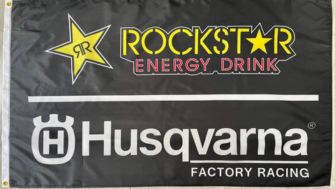 HUSQVARNA ROCKSTAR 3X5FT FLAG BANNER MAN CAVE GARAGE