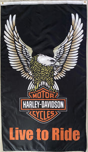 HARLEY DAVIDSON LIVE TO RIDE 3x5ft FLAG BANNER MAN CAVE GARAGE