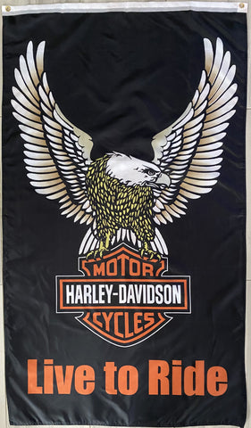 HARLEY DAVIDSON LIVE TO RIDE 3x5ft FLAG BANNER MAN CAVE GARAGE