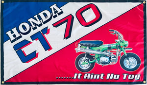 HONDA CT 70 GREEN MOTO 3X5FT FLAG BANNER MAN CAVE GARAGE