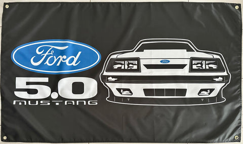 FORD MUSTANG 5.0 3X5FT CARS FLAG BANNER MAN CAVE GARAGE