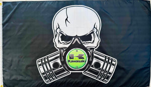 KAWASAKI SKULL 3x5ft FLAG BANNER MAN CAVE GARAGE