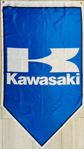 KAWASAKI 3x5ft TRIANGLE FLAG BANNER MAN CAVE GARAGE