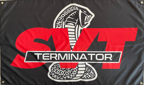 MUSTANG SVT TERMINATOR BLACK 3X5FT FLAG BANNER MAN CAVE GARAGE