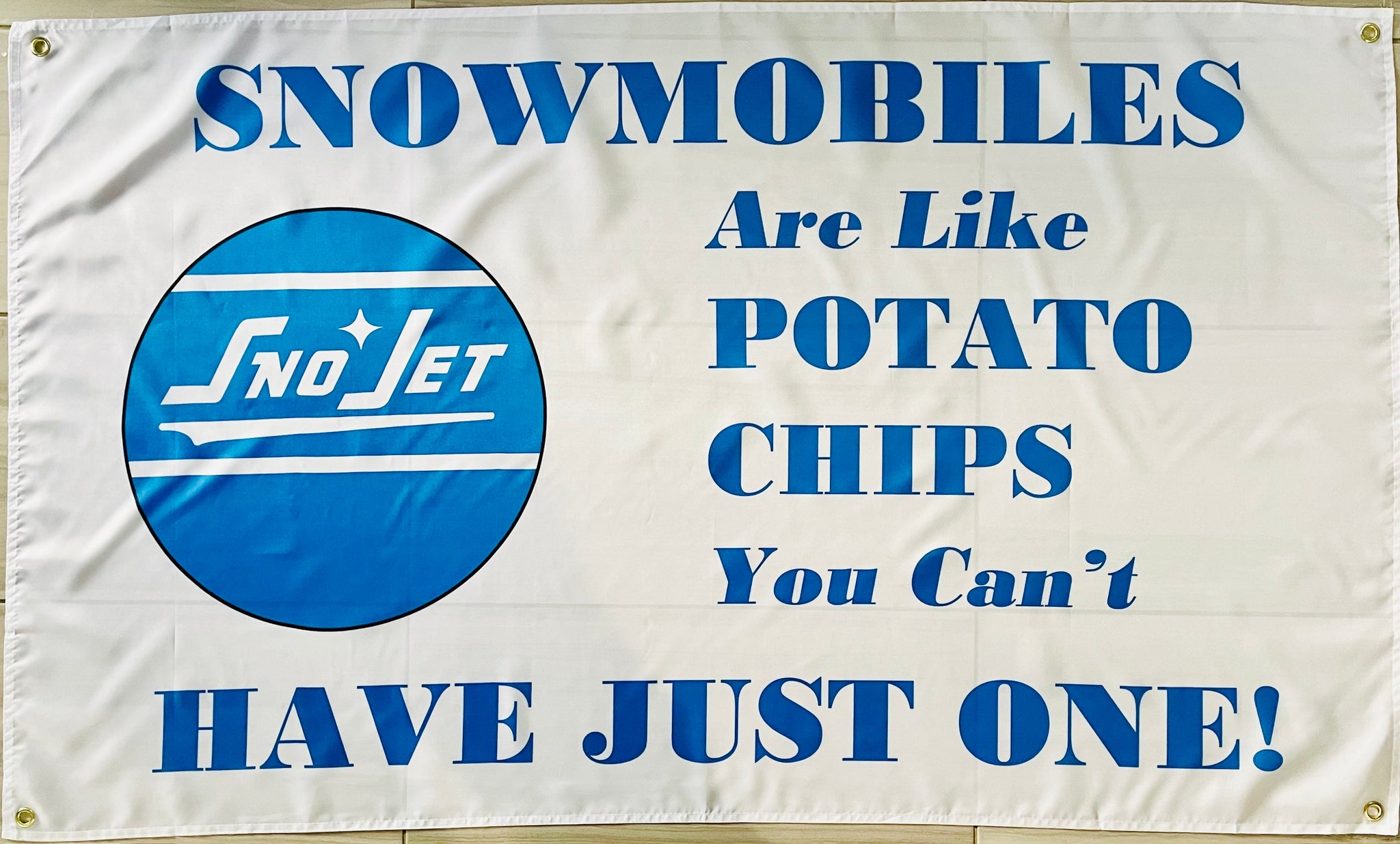 SNO-JET SNOWMOBILES VINTAGE 3X5FT FLAG BANNER MAN CAVE GARAGE
