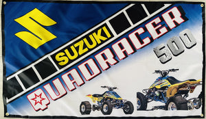 SUZUKI QUADRACER 500 ATV 3x5ft FLAG BANNER MAN CAVE GARAGE