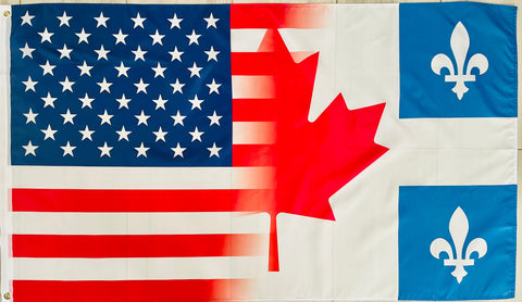 USA CANADA QUEBEC FLAG 3X5FT FLAG BANNER MAN CAVE GARAGE