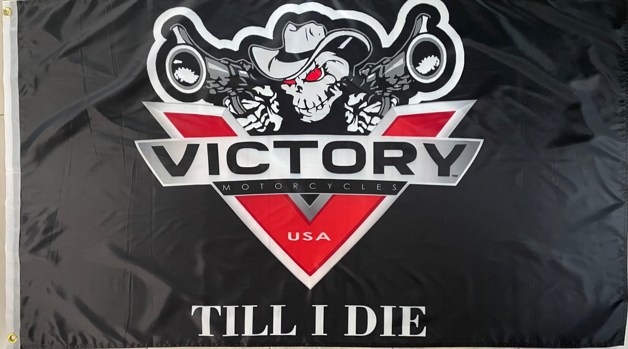 VICTORY MOTORCYCLES SKULL 3X5FT FLAG BANNER MAN CAVE GARAGE